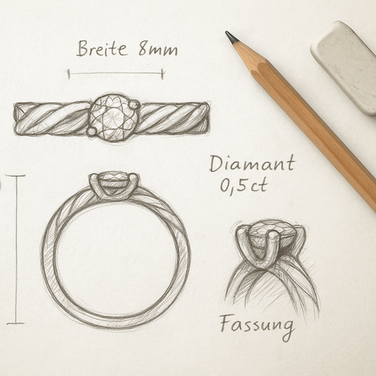 Der Kunde soll eine Handskizze von einem Schmuckstück anliefern. Ich biete dazu die CAD Dienstleistung an.