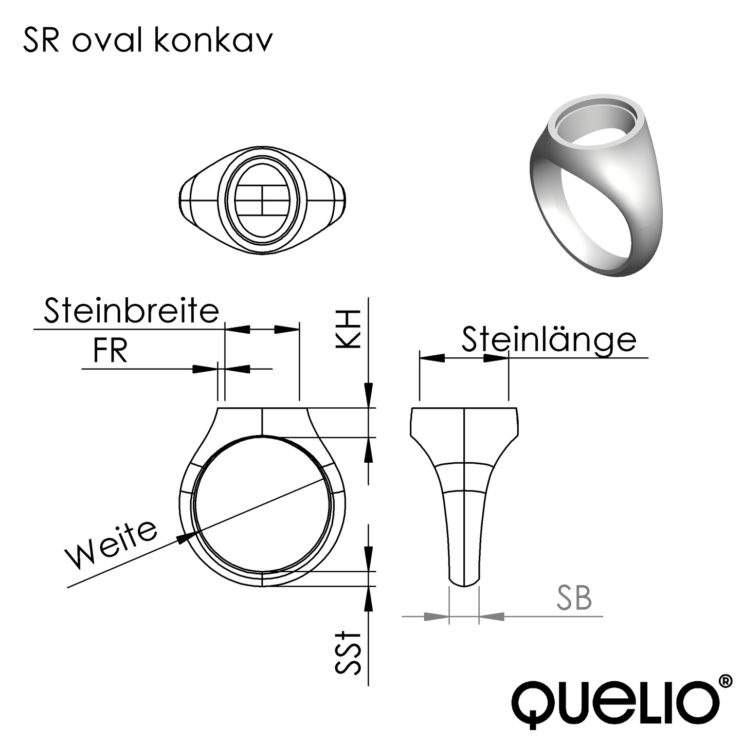 Siegelring oval konkav
